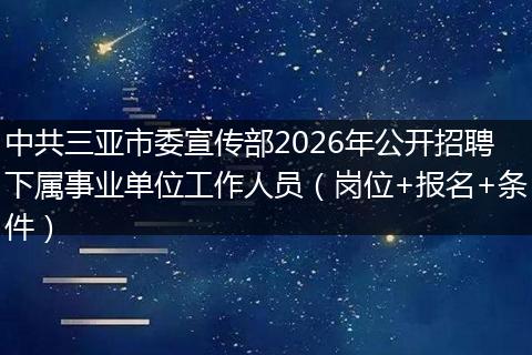 中共三亚市委宣传部2026年公开招聘下属事业单位工作人员（岗位+报名+条件）