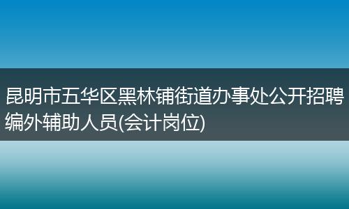 昆明市五华区黑林铺街道办事处公开招聘编外辅助人员(会计岗位)