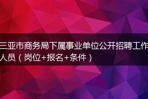 三亚市商务局下属事业单位公开招聘工作人员（岗位+报名+条件）