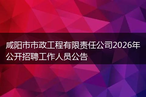 咸阳市市政工程有限责任公司2026年公开招聘工作人员公告