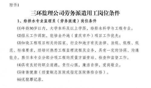 重庆三环建设监理咨询有限公司招聘公告