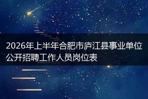 2026年上半年合肥市庐江县事业单位公开招聘工作人员岗位表