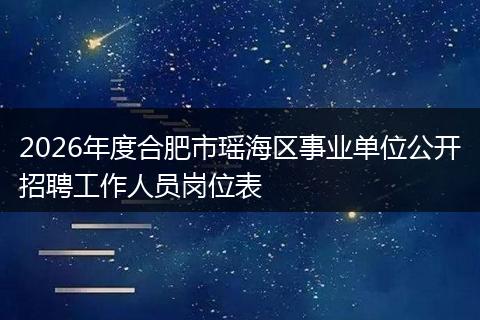 2026年度合肥市瑶海区事业单位公开招聘工作人员岗位表