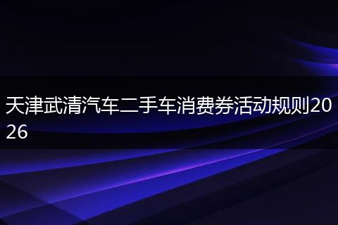 天津武清汽车二手车消费券活动规则2026