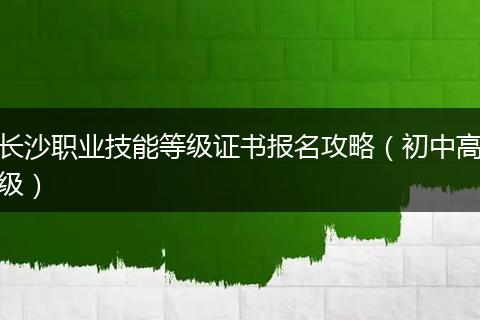 长沙职业技能等级证书报名攻略（初中高级）