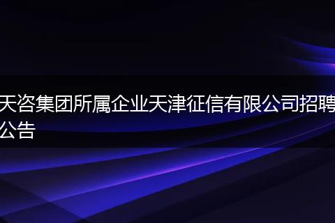 天咨集团所属企业天津征信有限公司招聘公告