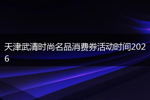 天津武清时尚名品消费券活动时间2026