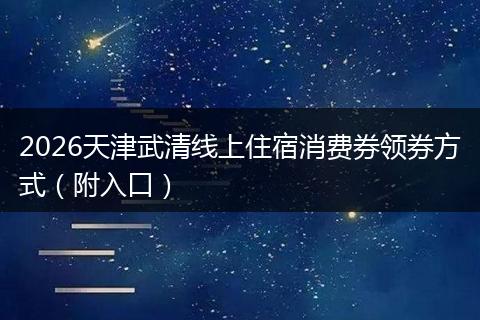 2026天津武清线上住宿消费券领券方式（附入口）