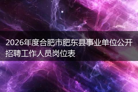 2026年度合肥市肥东县事业单位公开招聘工作人员岗位表