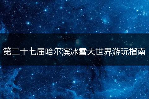 第二十七届哈尔滨冰雪大世界游玩指南