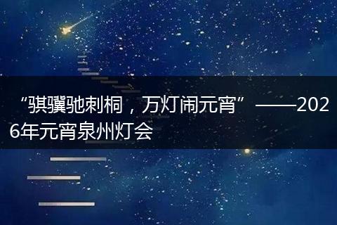 “骐骥驰刺桐，万灯闹元宵”——2026年元宵泉州灯会
