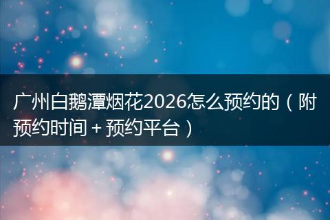 广州白鹅潭烟花2026怎么预约的（附预约时间＋预约平台）