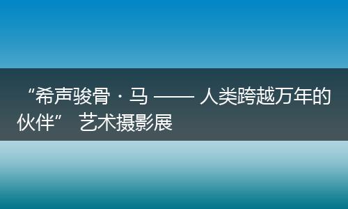 “希声骏骨・马 —— 人类跨越万年的伙伴” 艺术摄影展