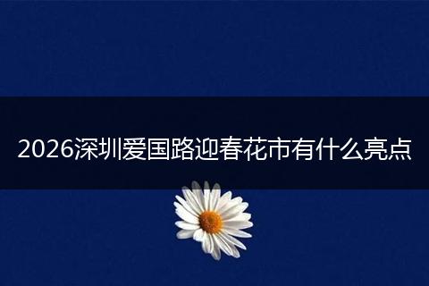 2026深圳爱国路迎春花市有什么亮点