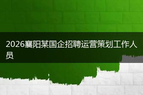 2026襄阳某国企招聘运营策划工作人员