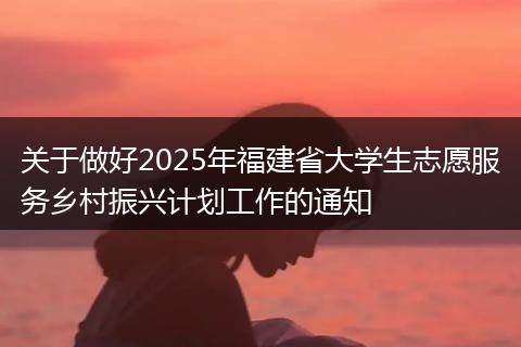 关于做好2025年福建省大学生志愿服务乡村振兴计划工作的通知