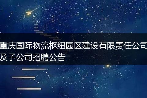 重庆国际物流枢纽园区建设有限责任公司及子公司招聘公告