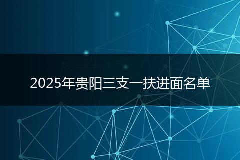2025年贵阳三支一扶进面名单