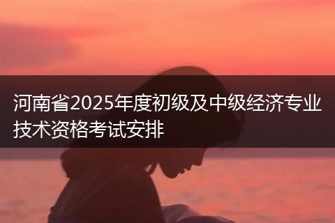 河南省2025年度初级及中级经济专业技术资格考试安排