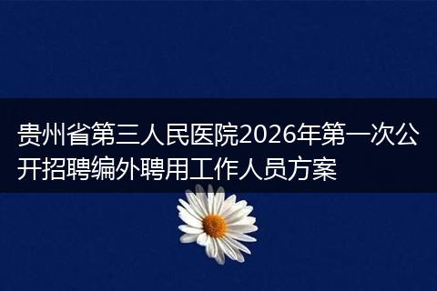 贵州省第三人民医院2026年第一次公开招聘编外聘用工作人员方案