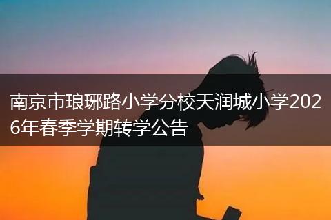 南京市琅琊路小学分校天润城小学2026年春季学期转学公告