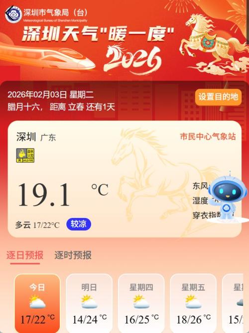 2026年深圳春节天气预报（持续更新）