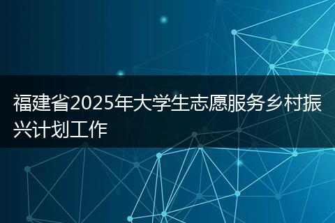 福建省2025年大学生志愿服务乡村振兴计划工作