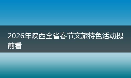 2026年陕西全省春节文旅特色活动提前看