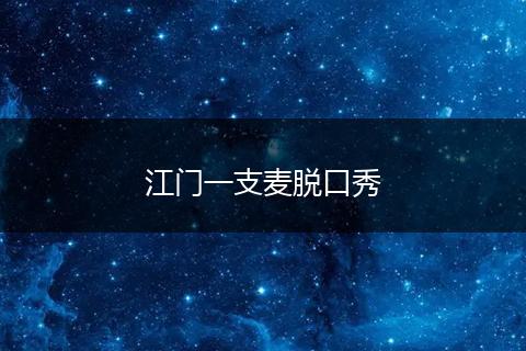 江门一支麦脱口秀