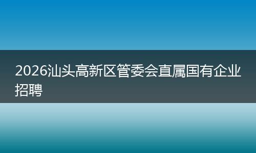 2026汕头高新区管委会直属国有企业招聘