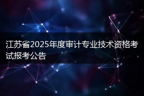 江苏省2025年度审计专业技术资格考试报考公告