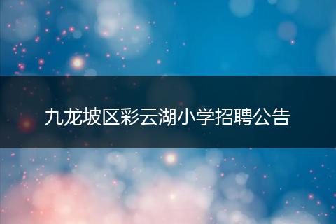 九龙坡区彩云湖小学招聘公告