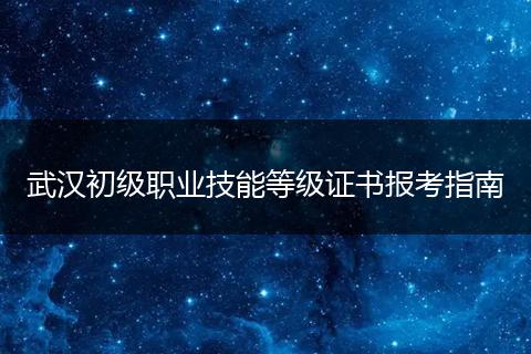 武汉初级职业技能等级证书报考指南