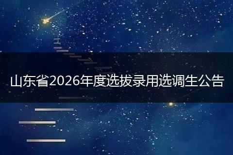 山东省2026年度选拔录用选调生公告