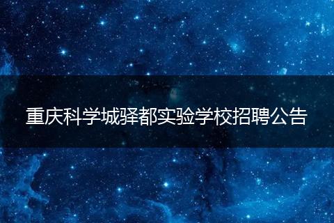 重庆科学城驿都实验学校招聘公告