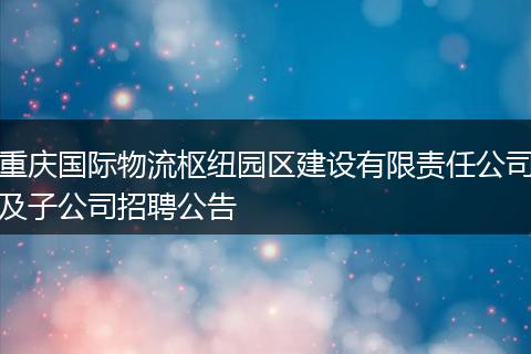 重庆国际物流枢纽园区建设有限责任公司及子公司招聘公告