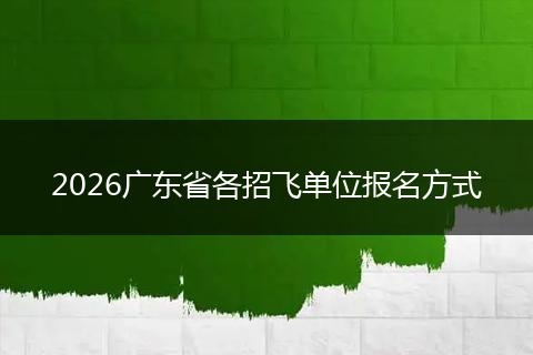 2026广东省各招飞单位报名方式