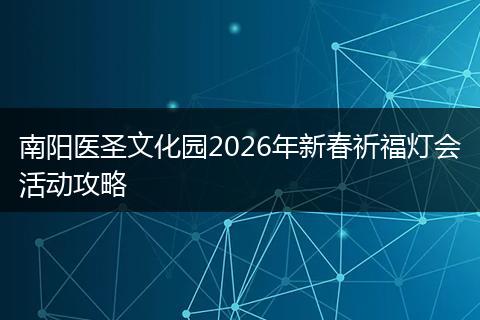 南阳医圣文化园2026年新春祈福灯会活动攻略