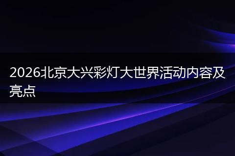 2026北京大兴彩灯大世界活动内容及亮点