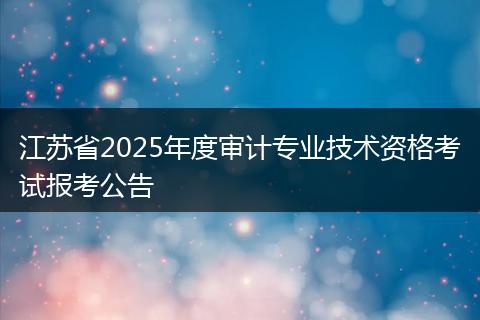 江苏省2025年度审计专业技术资格考试报考公告