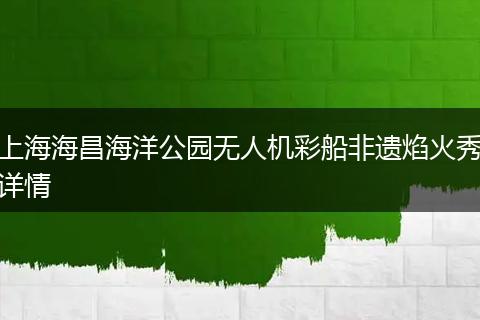 上海海昌海洋公园无人机彩船非遗焰火秀详情