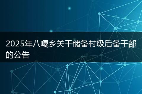 2025年八嘎乡关于储备村级后备干部的公告