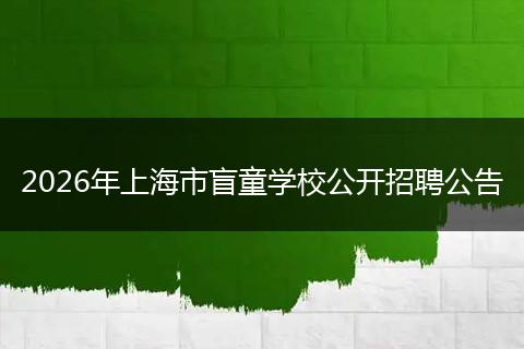 2026年上海市盲童学校公开招聘公告