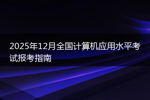 2025年12月全国计算机应用水平考试报考指南