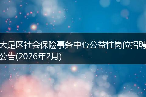 大足区社会保险事务中心公益性岗位招聘公告(2026年2月)