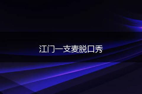 江门一支麦脱口秀