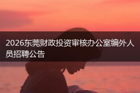 2026东莞财政投资审核办公室编外人员招聘公告