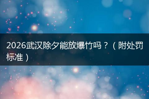 2026武汉除夕能放爆竹吗？（附处罚标准）