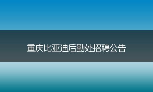 重庆比亚迪后勤处招聘公告