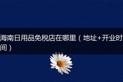 海南日用品免税店在哪里（地址+开业时间）